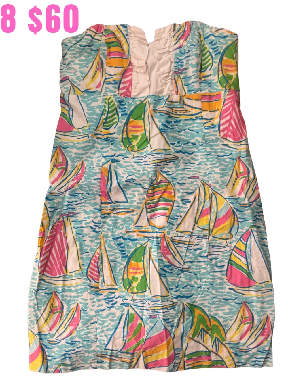 Lilly Pulitzer Strapless Sailboat Print Dress in Pink, Yellow, Green, Blue
